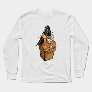 Amazing crow eating delicious ramen box Long Sleeve T-Shirt